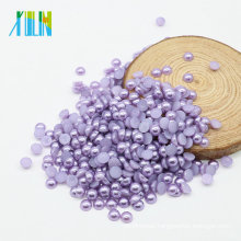 Hot selling Fashion ABS Flat Back Half Cut Pearls Craft Pearls in Bulk for Jewelry Making , Z27-Purple